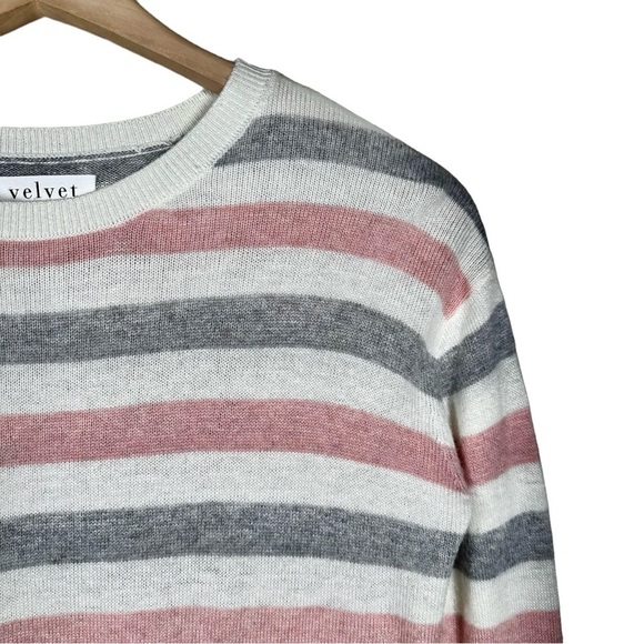 VELVET Striped Wool Cashmere Blend Crewneck Sweater - Picture 4 of 8